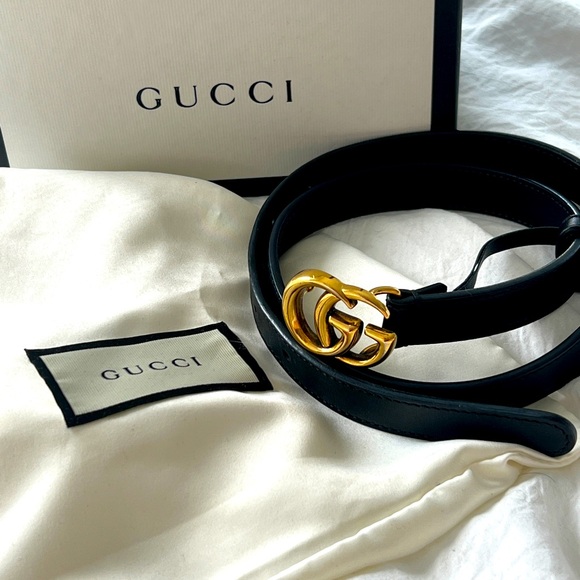 Gucci GG Marmont Thin Leather Belt Women Size 70 - Picture 2 of 9